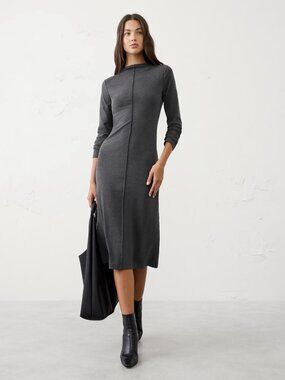 Cozy Ribbed Knit Midi Dress | Banana Republic Factory